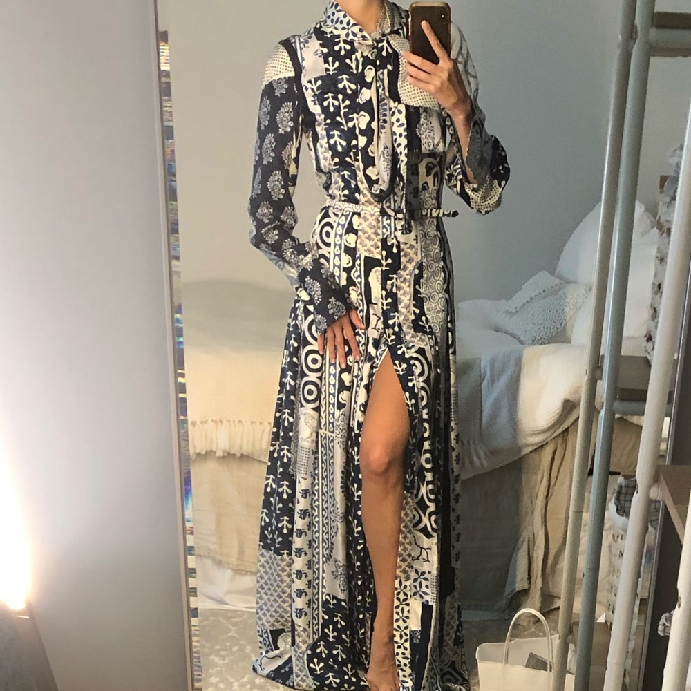 Oscar de la Renta Silk Patchwork Dress